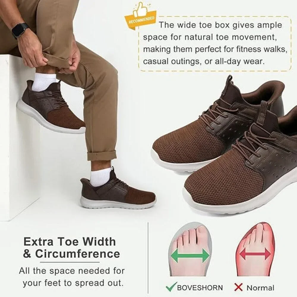 Boveshorn Mens 10.5 Brown Sneakers Arch Support Hands Free Slip On Shoes